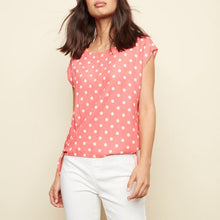  Polka Dot Cap Sleeve Blouse with Tie Sides