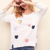 3/4 Sleeve Crewneck Heart Sweater