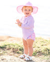 RuffleButts Lilac Seersucker One Piece Rash Gaurd