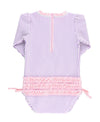 RuffleButts Lilac Seersucker One Piece Rash Gaurd