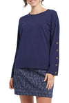 Long Sleeve Crew Neck Top with Buttons