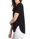Short Sleeve Crew Neck Top with Button Back Detail